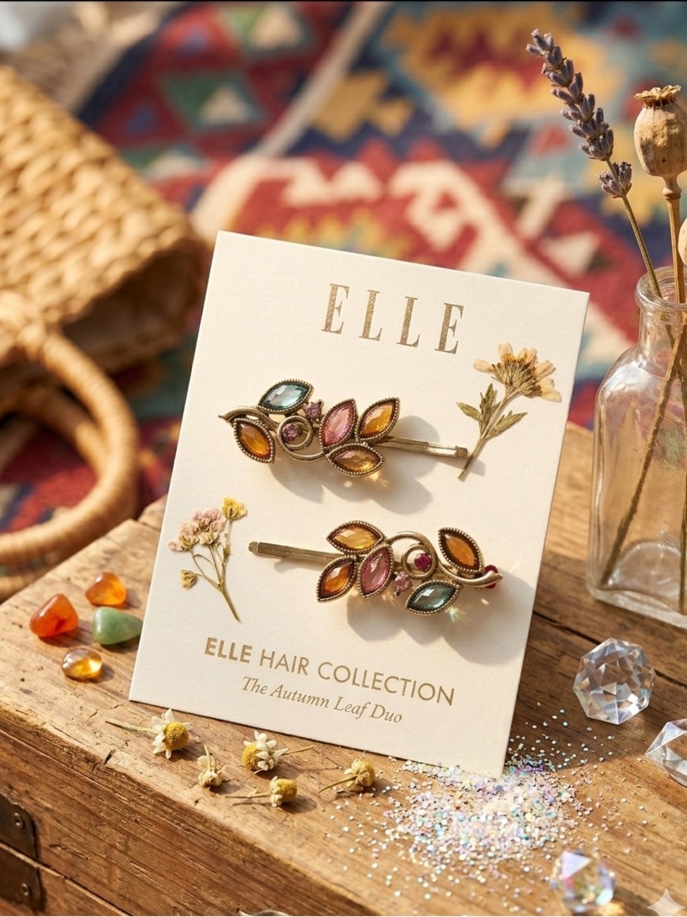 ELLE Crystal Leaf Gold Tone Rhinestone Bobby Pins. 3 packs each has 2 Bobby Pins